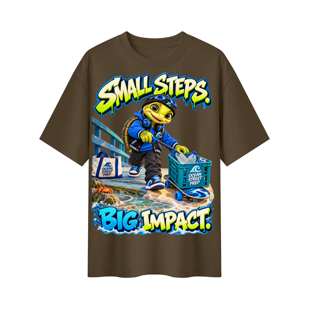 Ocean Street Prep™ Lil Turver Small Steps Big Impact Oversized Graphic T-Shirt - Unisex