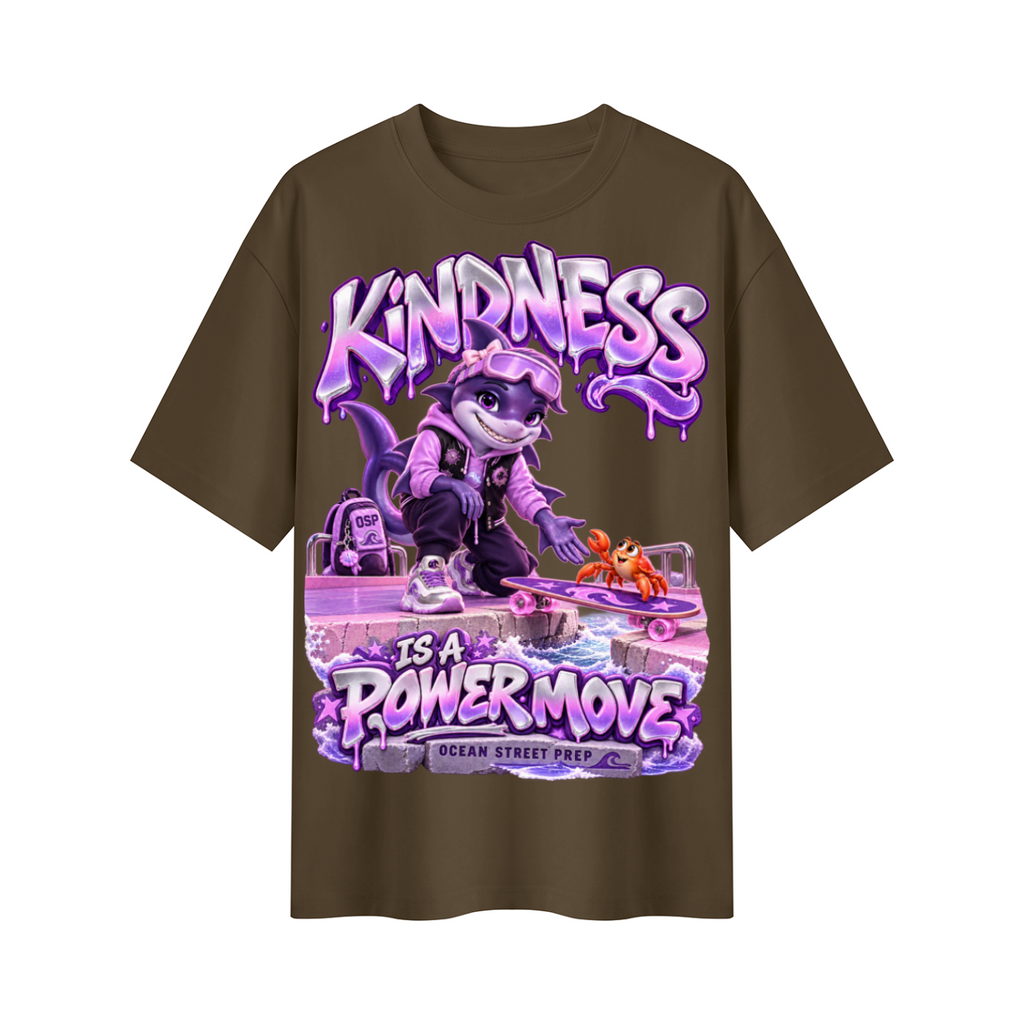Ocean Street Prep™ Lil Violet Kindness Is a Power Move Oversized Graphic T-Shirt - Unisex