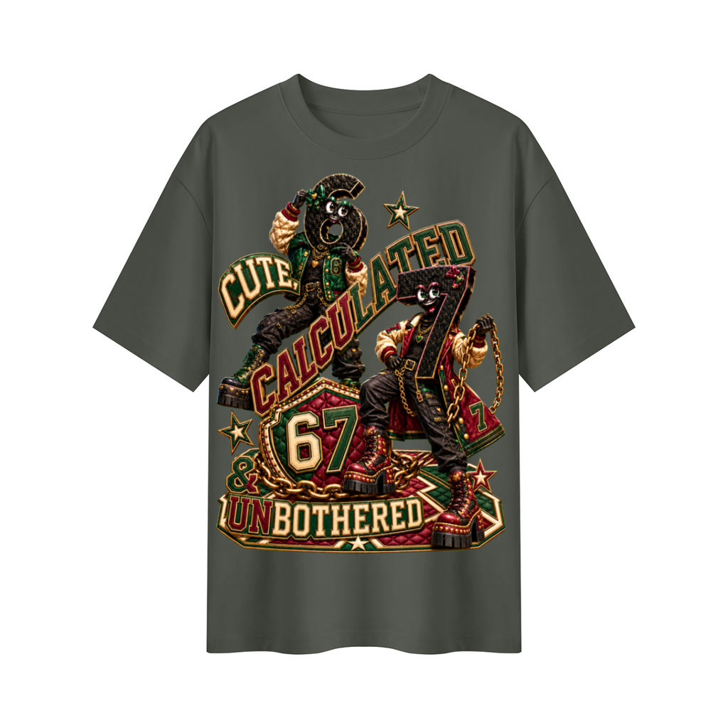 6-7 Street Mode™ Cute, Calculated & Unbothered Oversized Graphic T-Shirt - Unisex