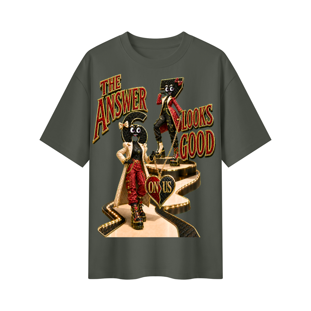 6-7 Street Mode™ The Answer Looks Good on Us Oversized Graphic T-Shirt - Unisex