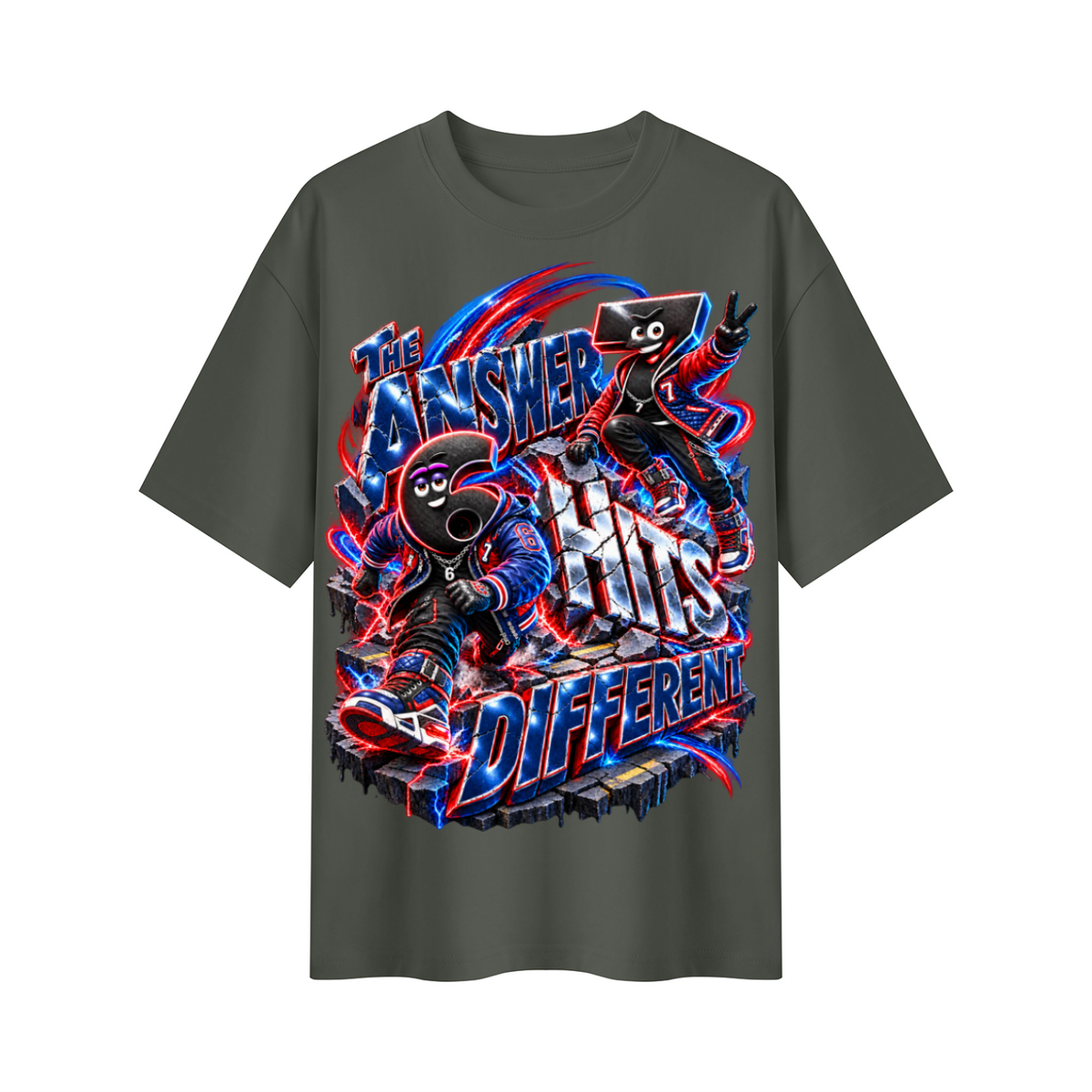 6-7 Street Mode™ The Answer Hits Different Oversized Graphic T-Shirt - Unisex