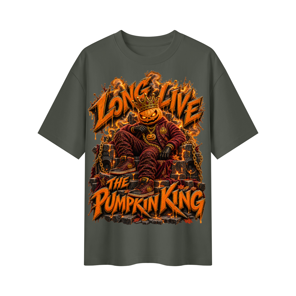 Halloween Pumpkin King Oversized Graphic T-Shirt - Long Live the Pumpkin King - Unisex