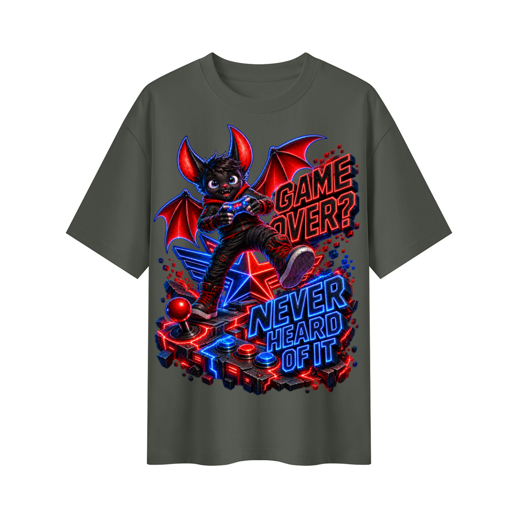 Game Over? Never Heard of It Oversized Gamer Graphic T-Shirt - Unisex