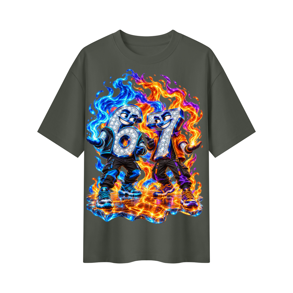 6-7 Street Mode™ Fire & Ice Oversized Graphic T-Shirt - Unisex