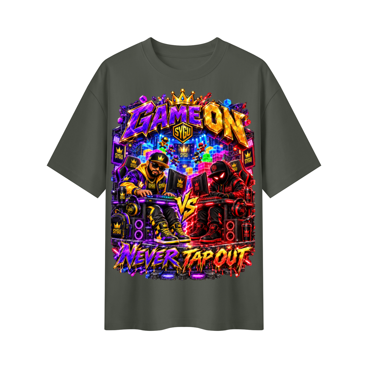 StepYahGameUp™ Game On Never Tap Out Oversized Graphic T-Shirt - Unisex