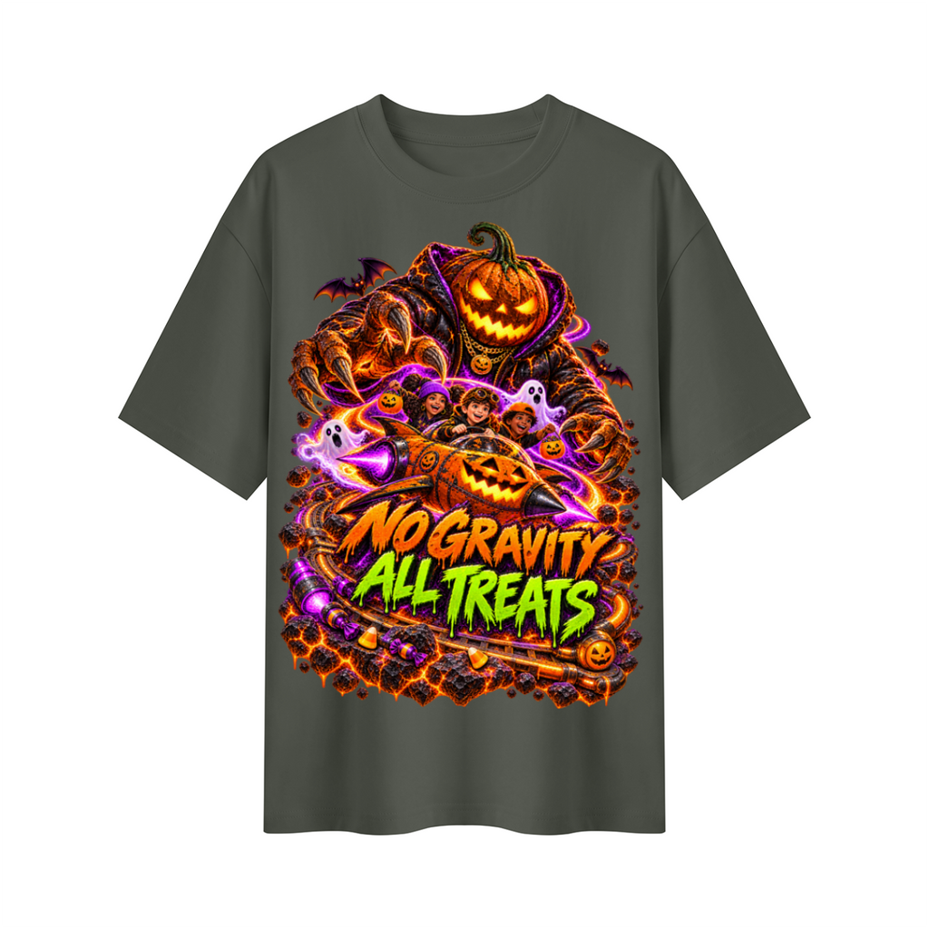 Halloween No Gravity All Treats Oversized Graphic T-Shirt - Unisex