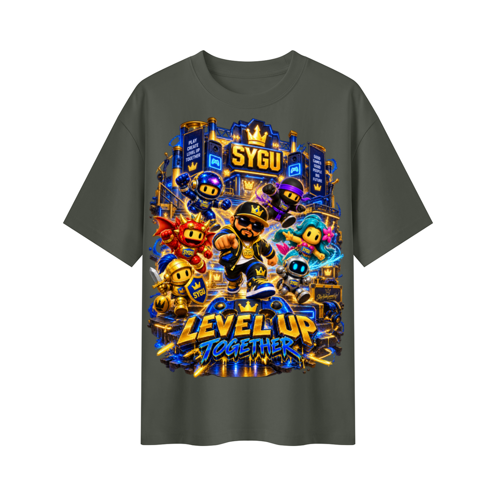 StepYahGameUp™ Level Up Together Oversized Graphic T-Shirt - Unisex