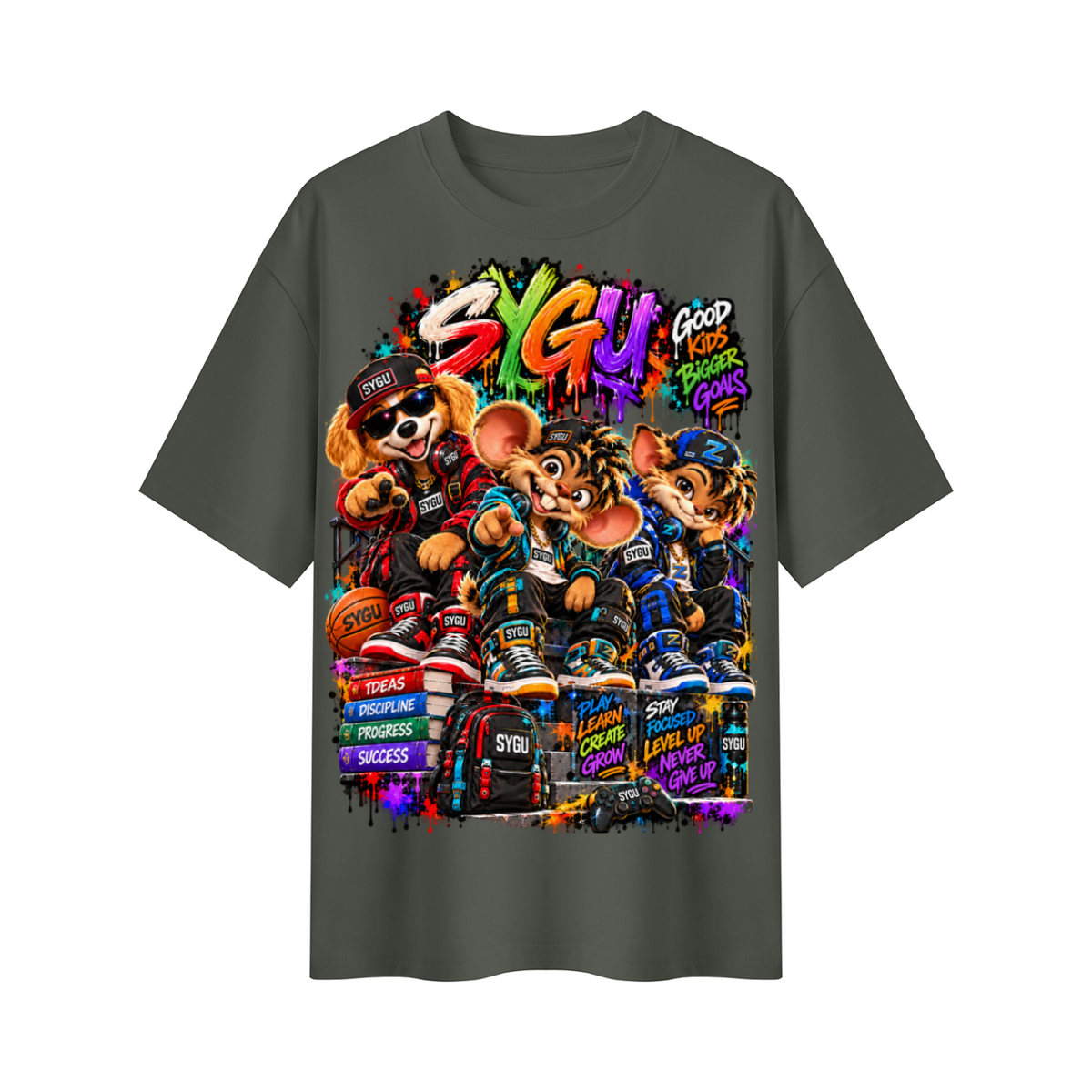 StepYahGameUp™ Good Kids Bigger Goals Oversized Graphic T-Shirt - Unisex