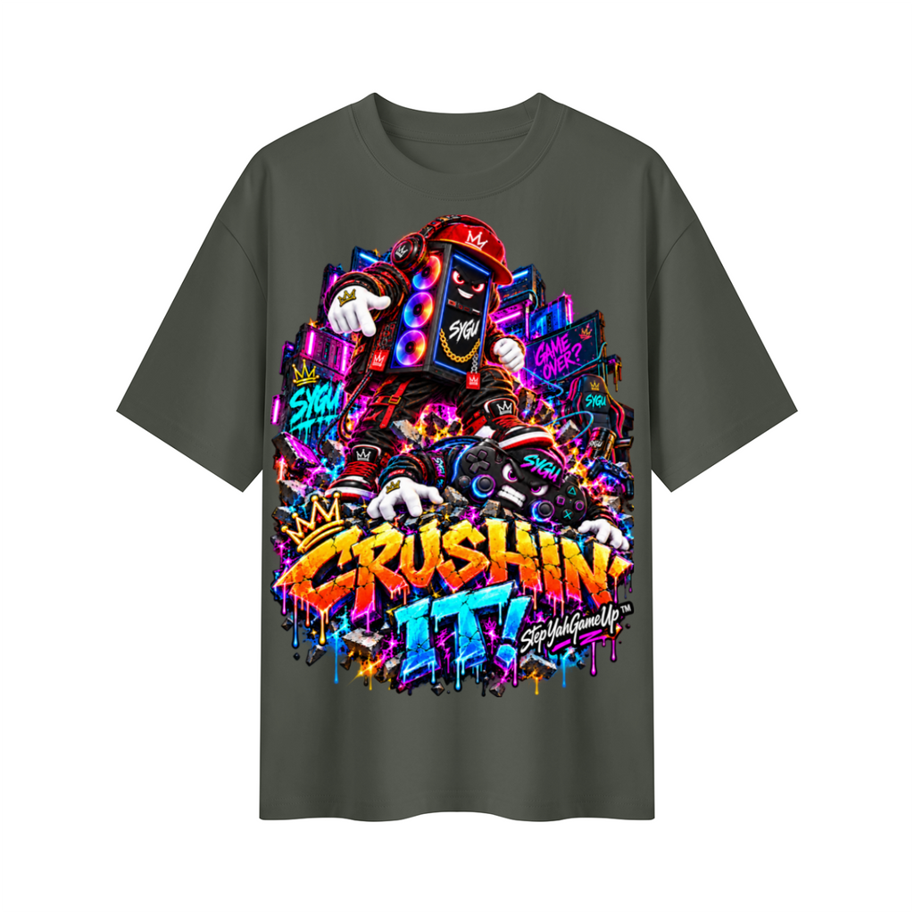 StepYahGameUp™ Crushin’ It PC & Controller Oversized Graphic T-Shirt - Unisex