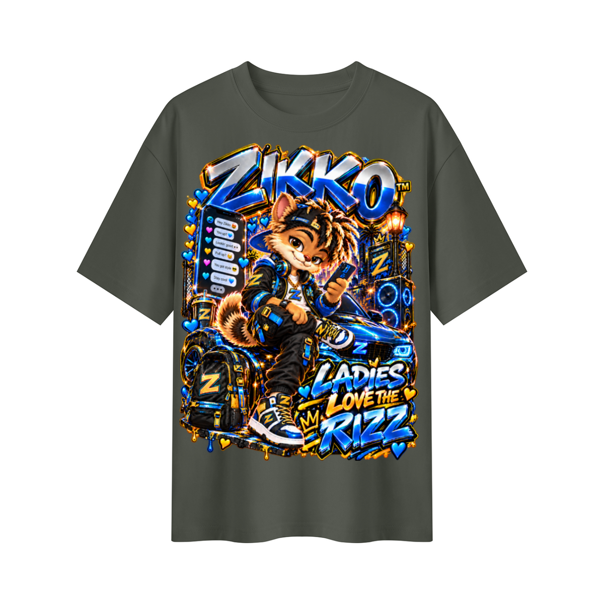 Own Your Vibe™ Zikko™ Ladies Love the Rizz Oversized Graphic T-Shirt - Unisex