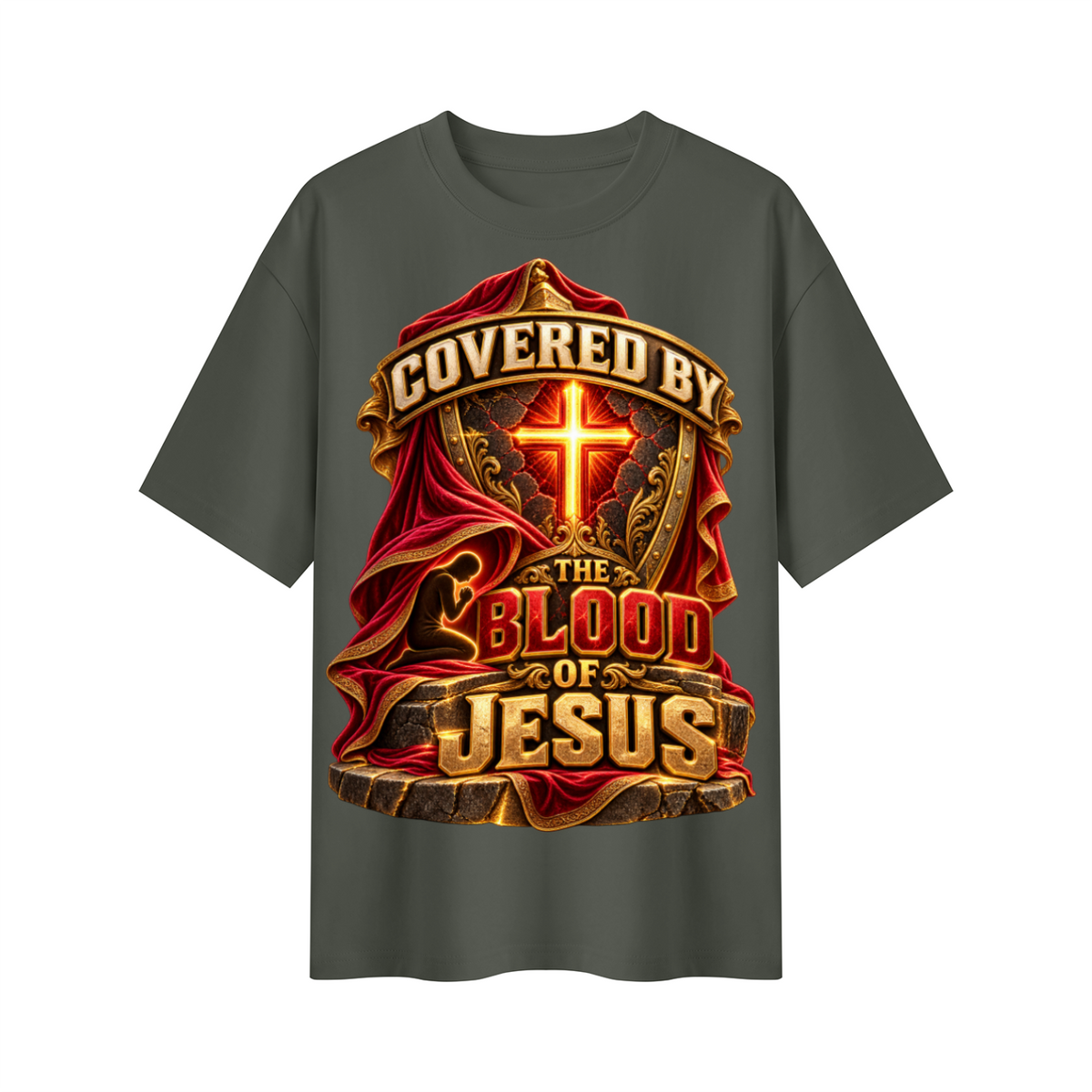 Walk by Faith™ Covered by the Blood of Jesus Oversized Graphic T-Shirt - Unisex