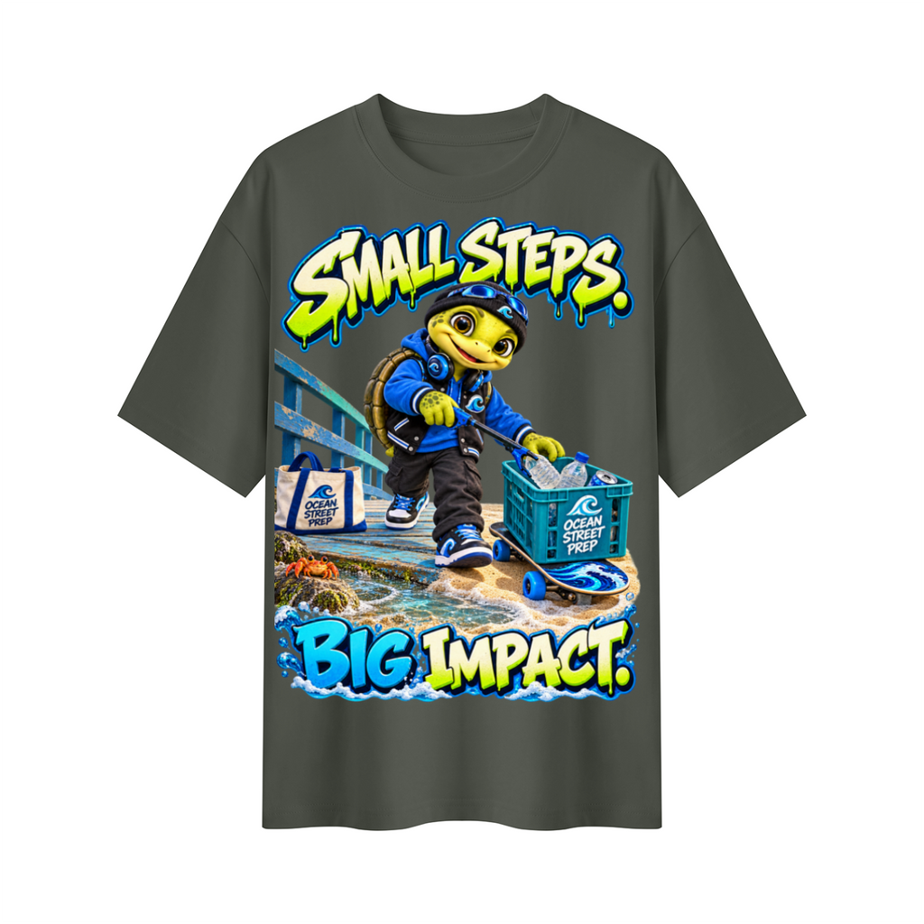 Ocean Street Prep™ Lil Turver Small Steps Big Impact Oversized Graphic T-Shirt - Unisex