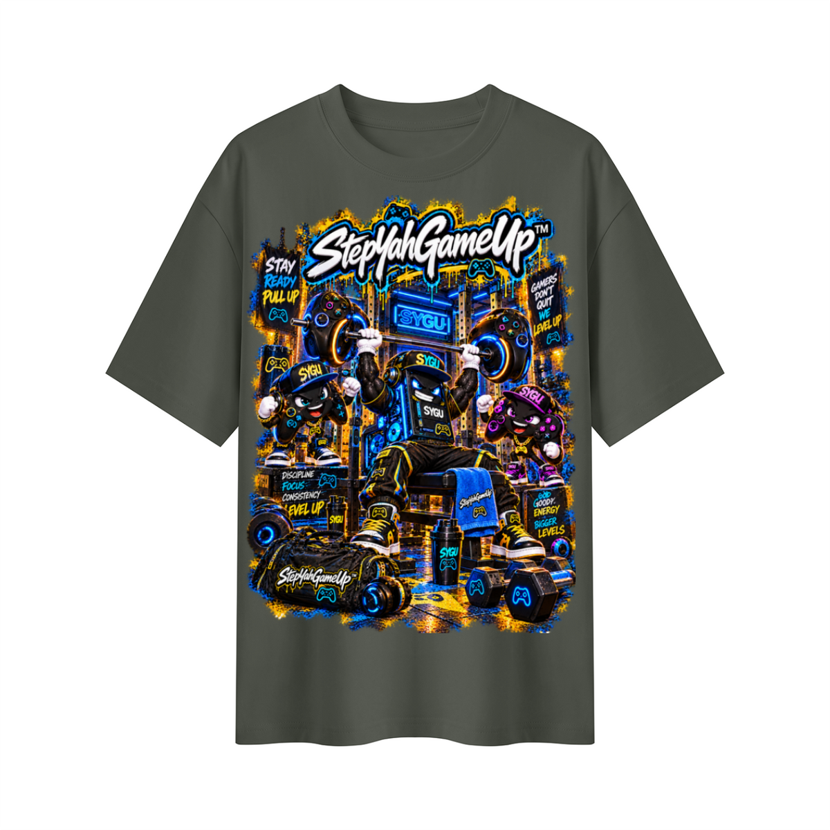 StepYahGameUp™ Stay Ready Pull Up Oversized Graphic T-Shirt - Unisex