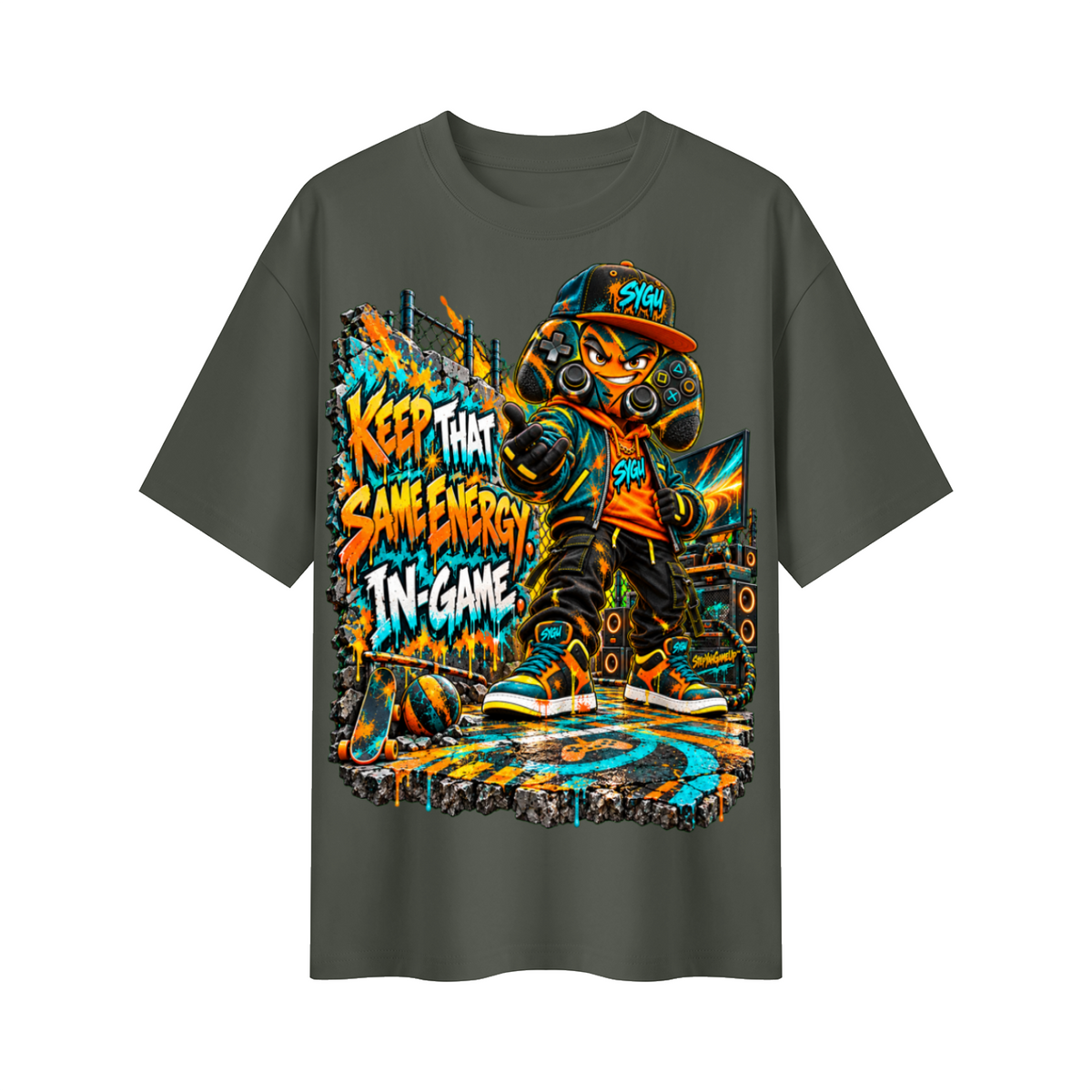 StepYahGameUp™ Keep That Same Energy In Game Oversized Graphic T-Shirt - Unisex