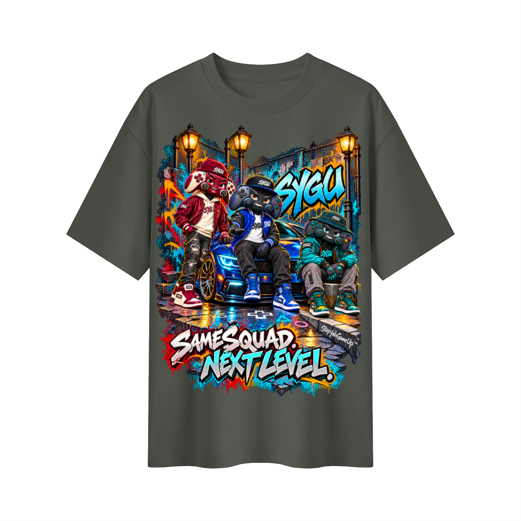 StepYahGameUp™ Same Squad Next Level Oversized Graphic T-Shirt – Unisex