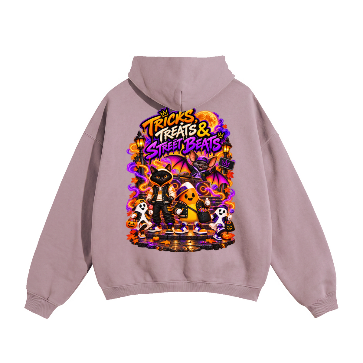 Halloween Tricks, Treats & Street Beats Front & Back Graphic Hoodie - Unisex
