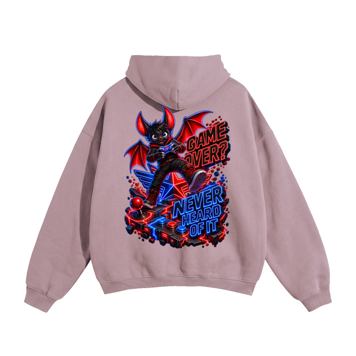 Halloween Bat Gamer Front & Back Graphic Hoodie - Game Over? Never Heard of It - Unisex