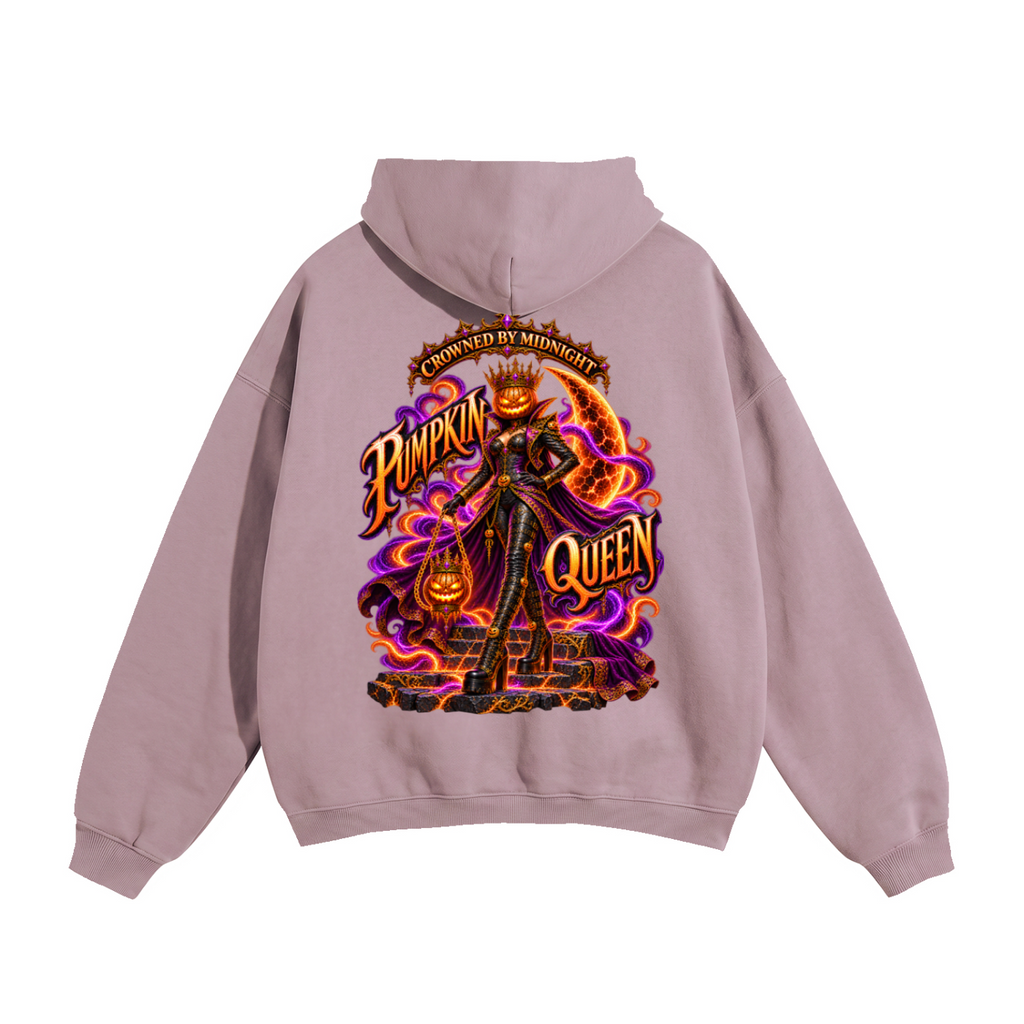 Halloween Pumpkin Queen Front & Back Graphic Hoodie - Crowned by Midnight - Unisex