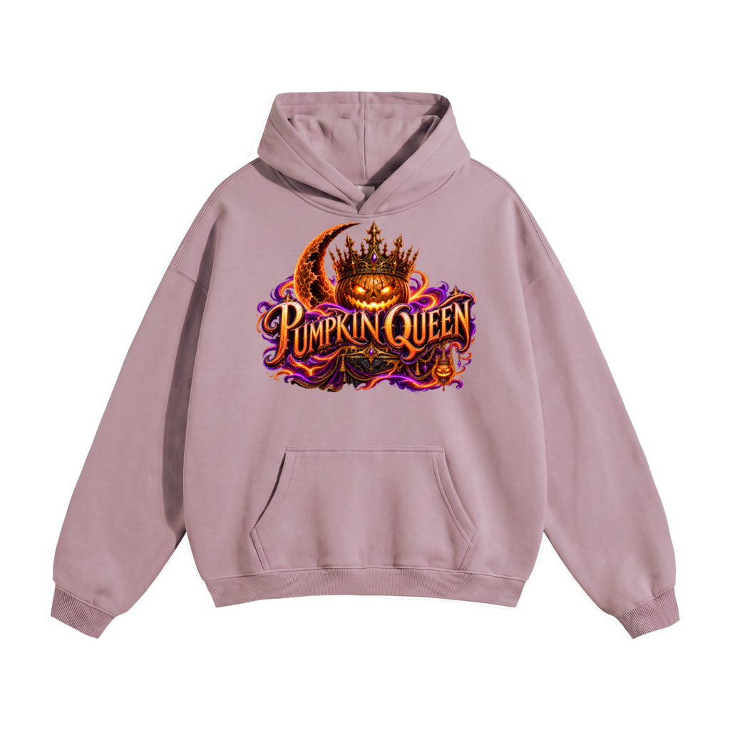 Halloween Pumpkin Queen Front & Back Graphic Hoodie - Crowned by Midnight - Unisex