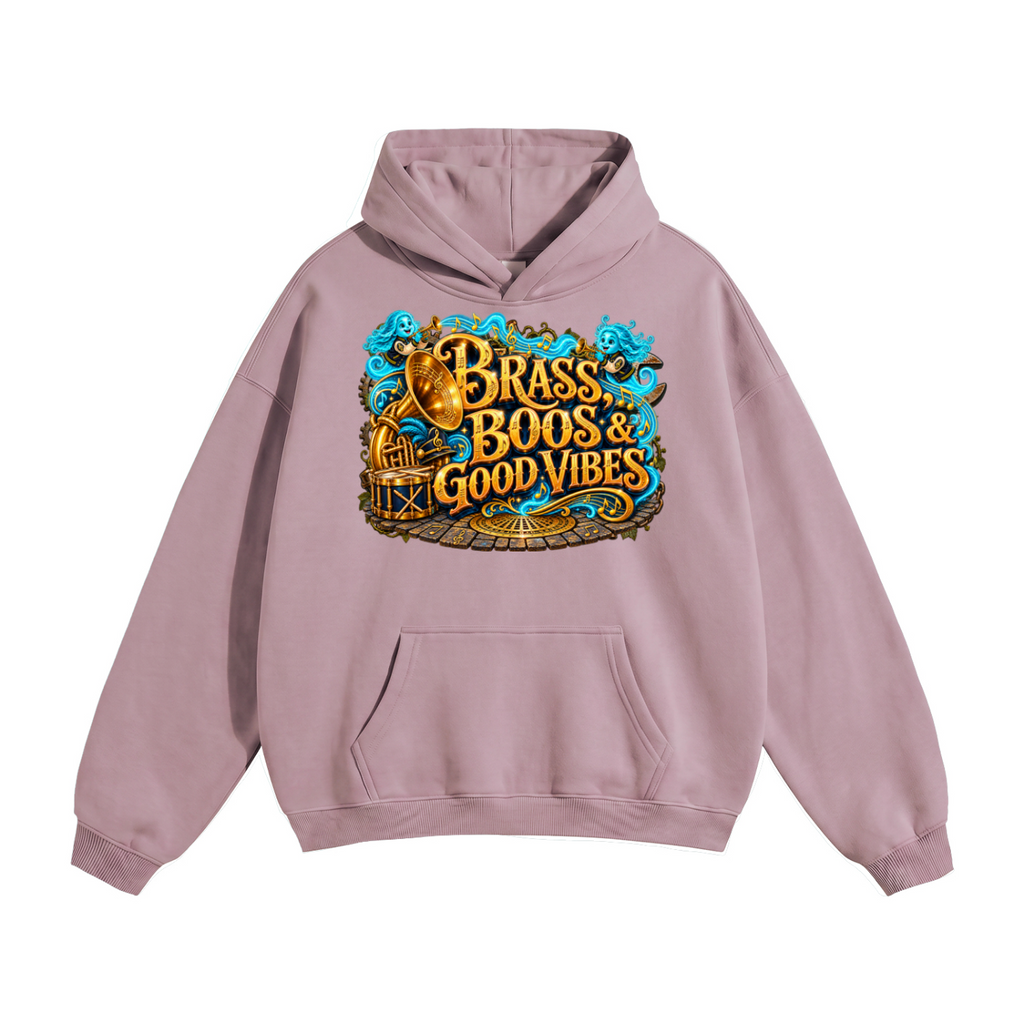 Halloween Brass, Boos & Good Vibes Front & Back Graphic Hoodie - Bring the Boom - Unisex