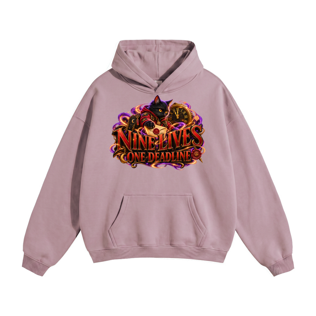 Halloween Black Cat Front & Back Graphic Hoodie - Nine Lives One Deadline - Unisex