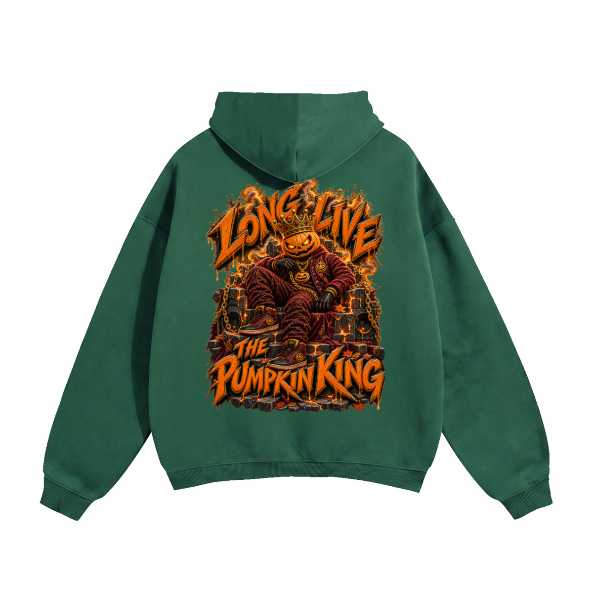 Halloween Pumpkin King Front & Back Graphic Hoodie - Long Live the Pumpkin King - Unisex