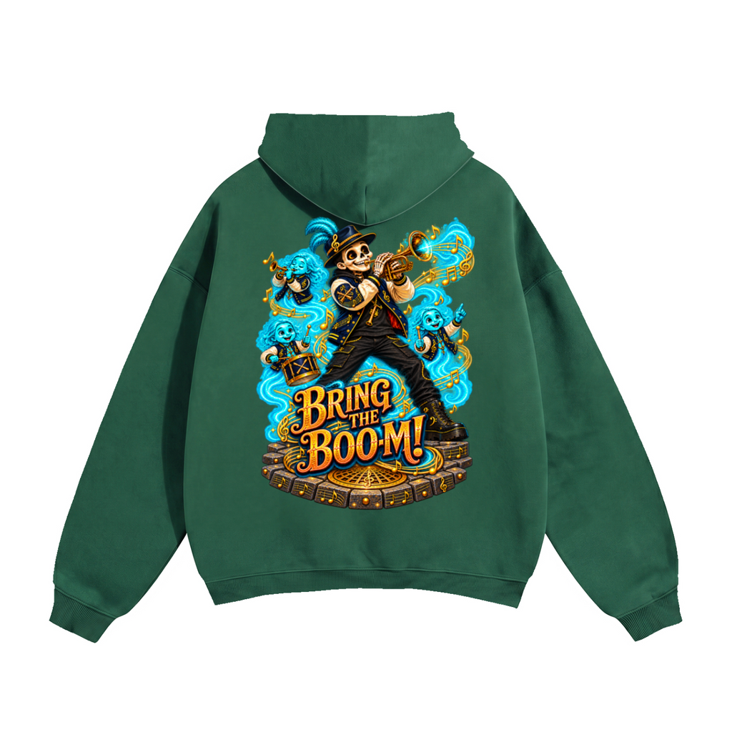 Halloween Brass, Boos & Good Vibes Front & Back Graphic Hoodie - Bring the Boom - Unisex