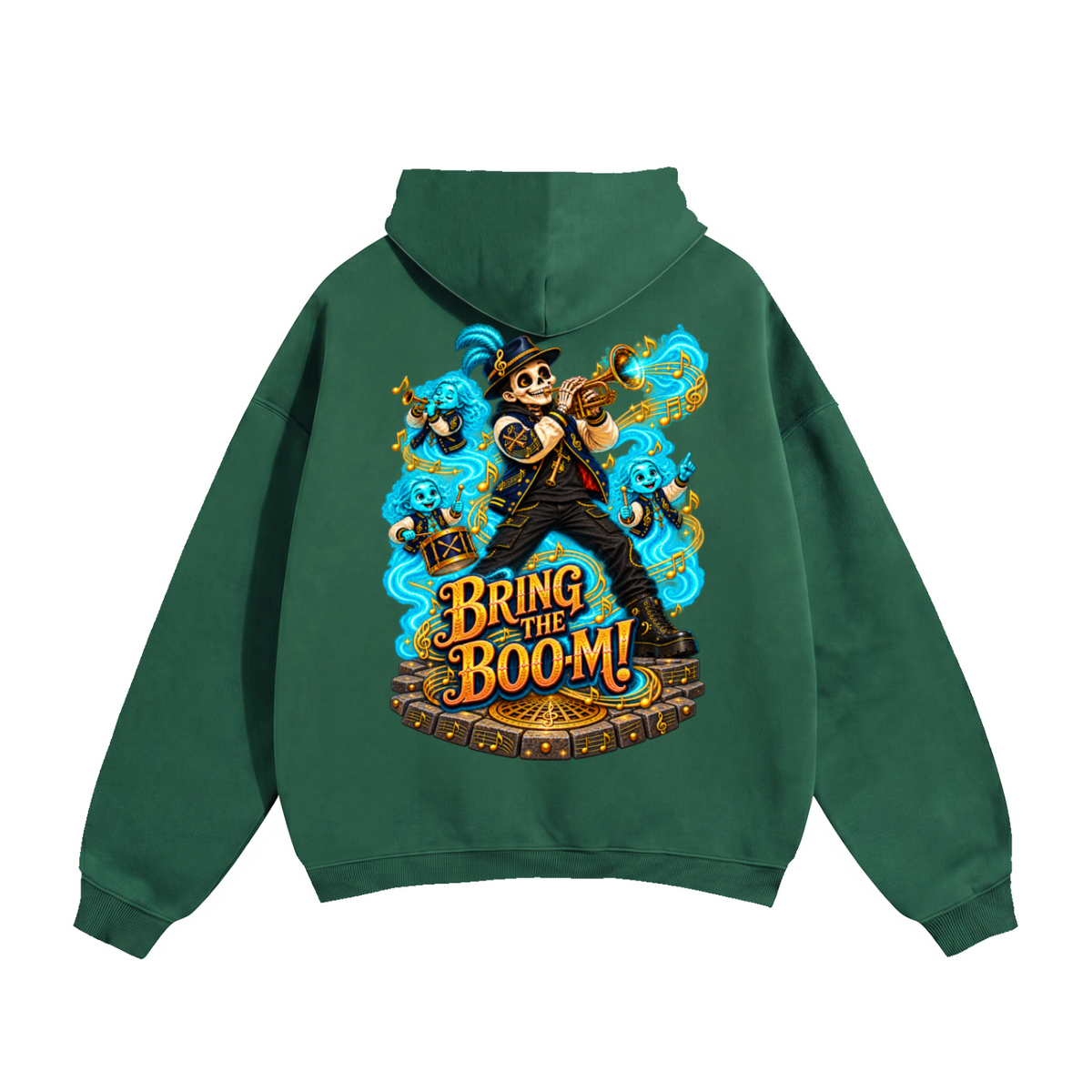 Halloween Brass, Boos & Good Vibes Front & Back Graphic Hoodie - Bring the Boom - Unisex