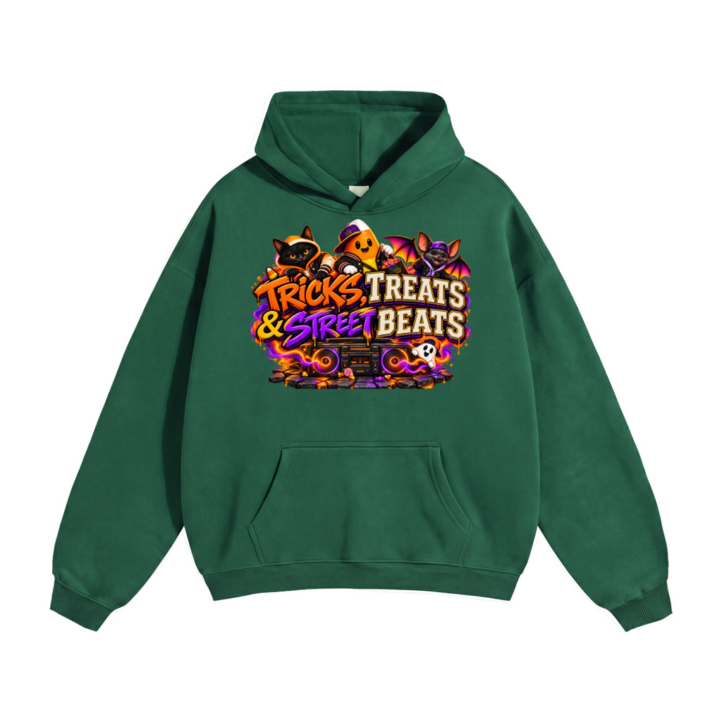 Halloween Tricks, Treats & Street Beats Front & Back Graphic Hoodie - Unisex