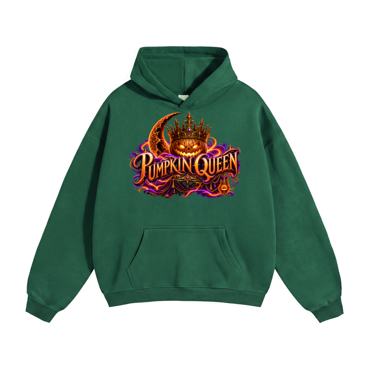 Halloween Pumpkin Queen Front & Back Graphic Hoodie - Crowned by Midnight - Unisex