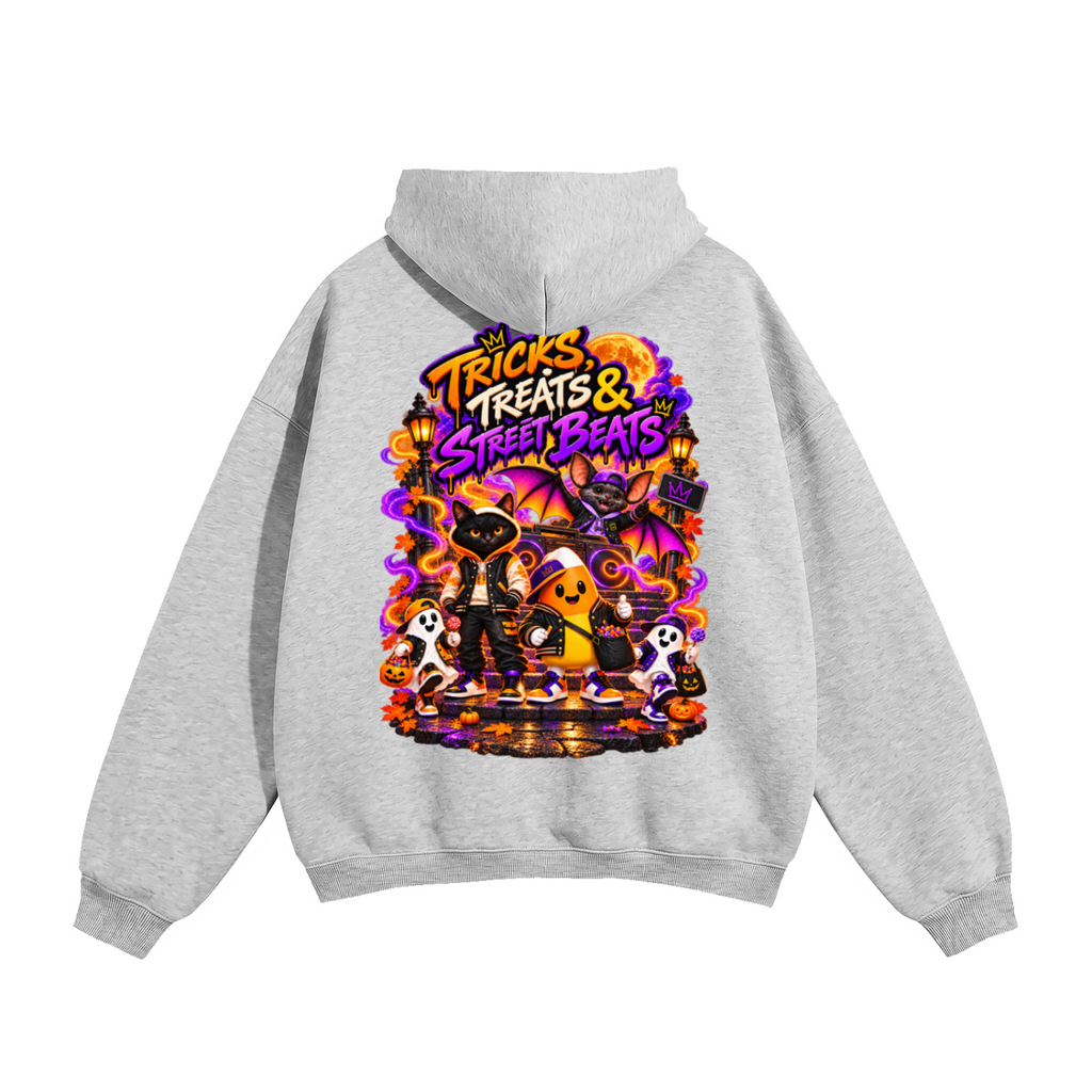 Halloween Tricks, Treats & Street Beats Front & Back Graphic Hoodie - Unisex
