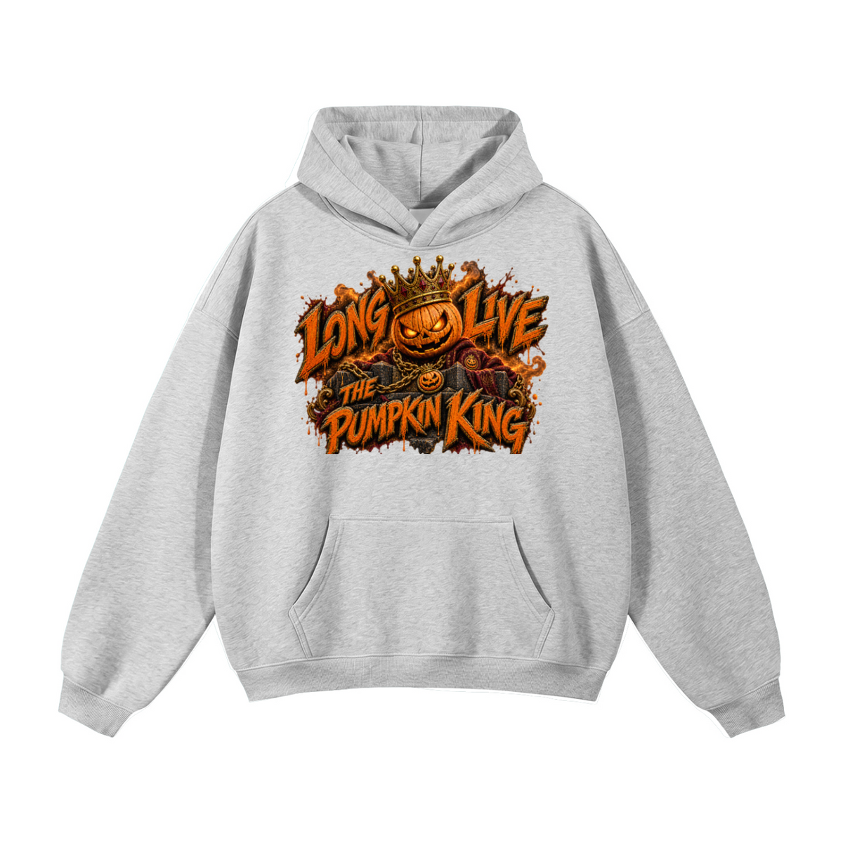 Halloween Pumpkin King Front & Back Graphic Hoodie - Long Live the Pumpkin King - Unisex