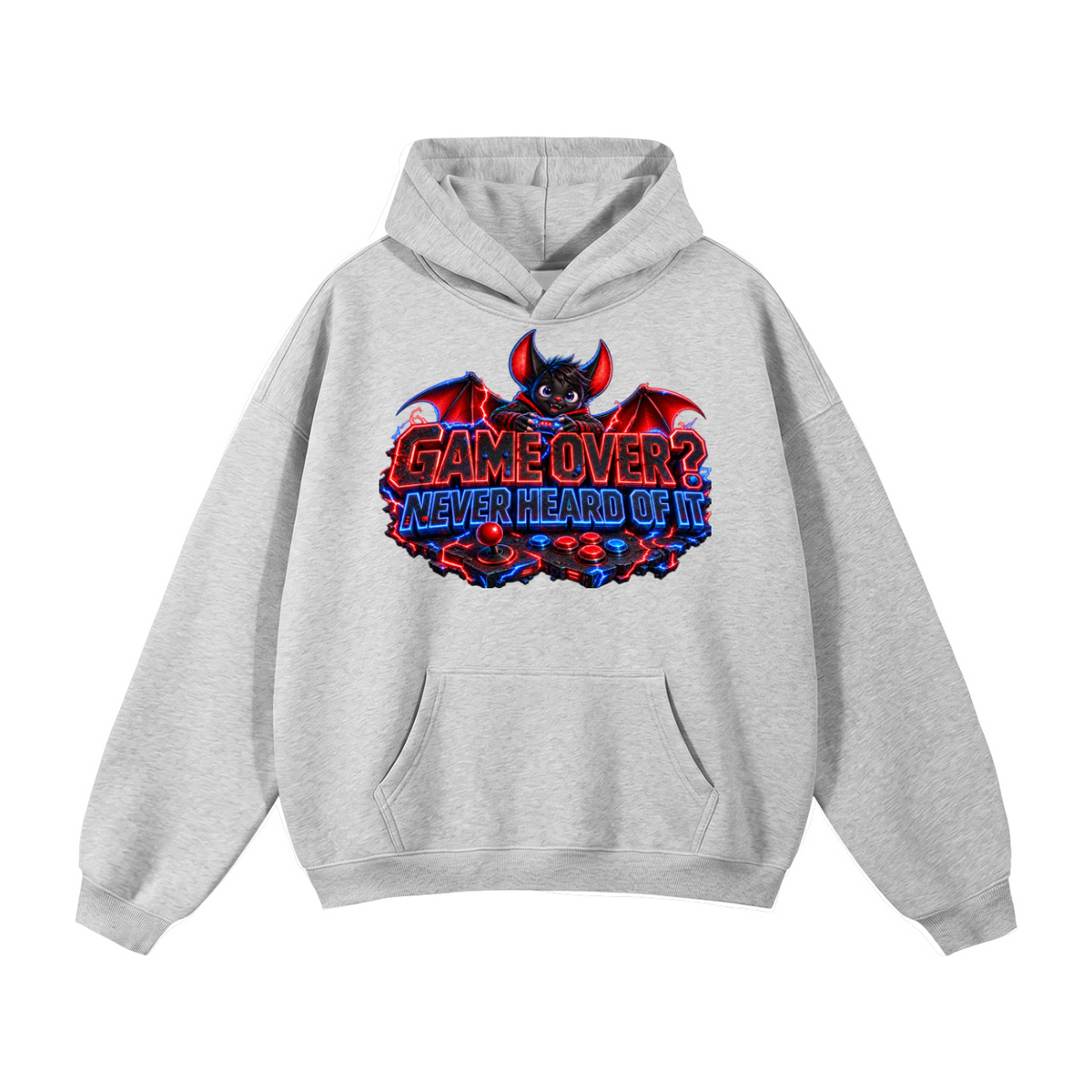 Halloween Bat Gamer Front & Back Graphic Hoodie - Game Over? Never Heard of It - Unisex