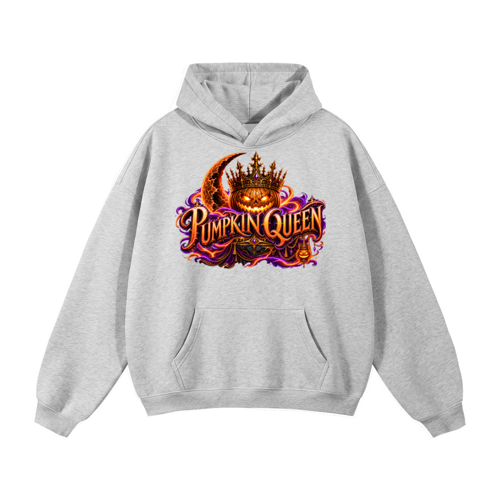 Halloween Pumpkin Queen Front & Back Graphic Hoodie - Crowned by Midnight - Unisex
