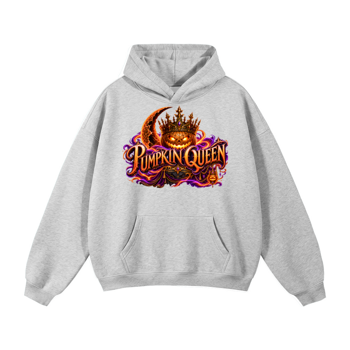 Halloween Pumpkin Queen Front & Back Graphic Hoodie - Crowned by Midnight - Unisex