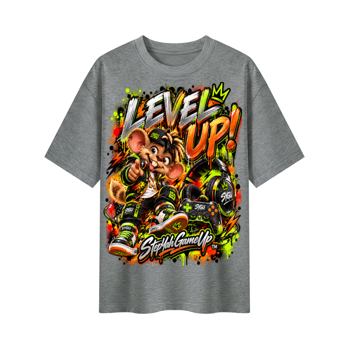 StepYahGameUp™ Level Up! Oversized Graphic T-Shirt - Unisex