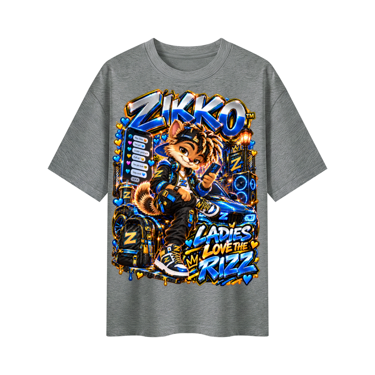 Own Your Vibe™ Zikko™ Ladies Love the Rizz Oversized Graphic T-Shirt - Unisex