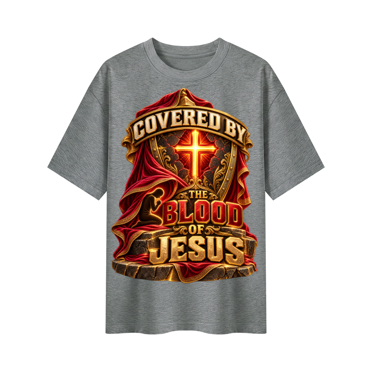 Walk by Faith™ Covered by the Blood of Jesus Oversized Graphic T-Shirt - Unisex
