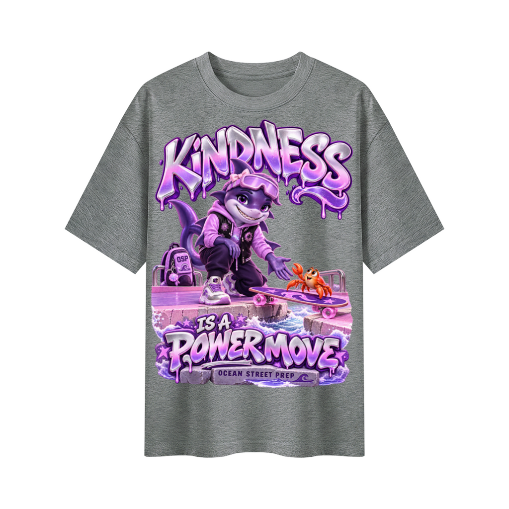 Ocean Street Prep™ Lil Violet Kindness Is a Power Move Oversized Graphic T-Shirt - Unisex