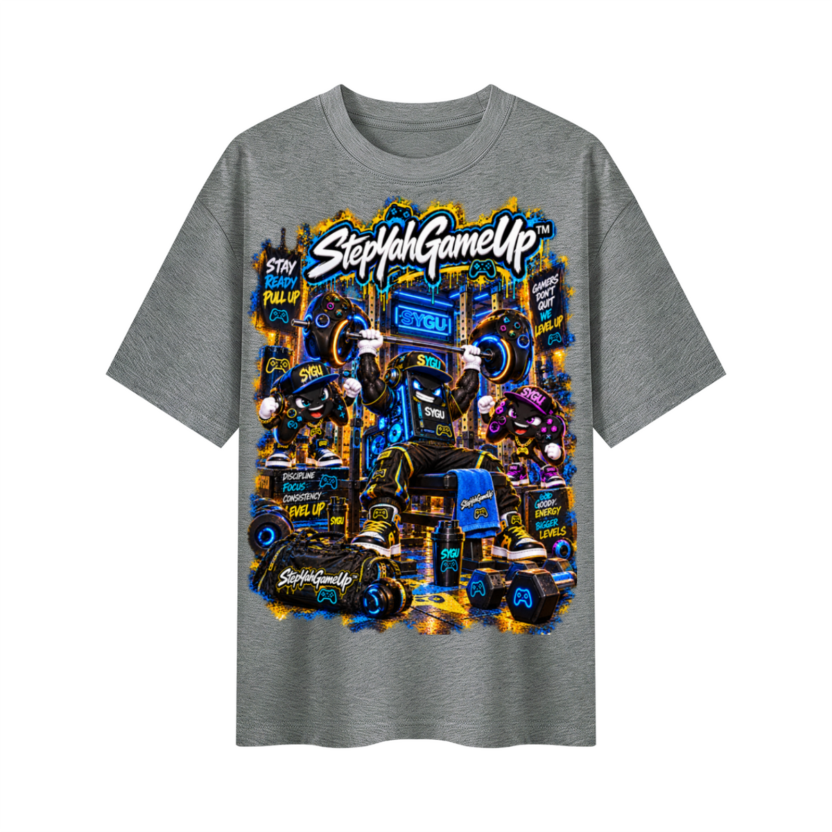 StepYahGameUp™ Stay Ready Pull Up Oversized Graphic T-Shirt - Unisex