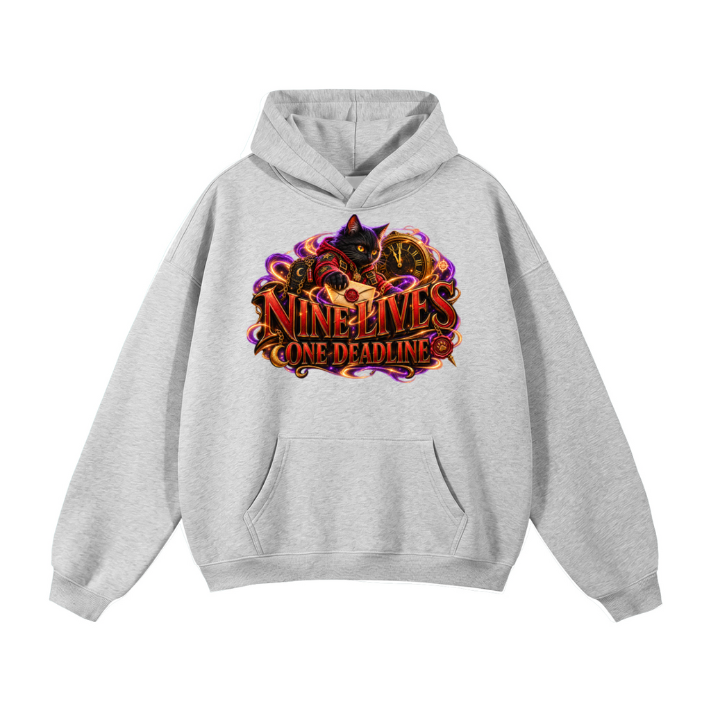 Halloween Black Cat Front & Back Graphic Hoodie - Nine Lives One Deadline - Unisex