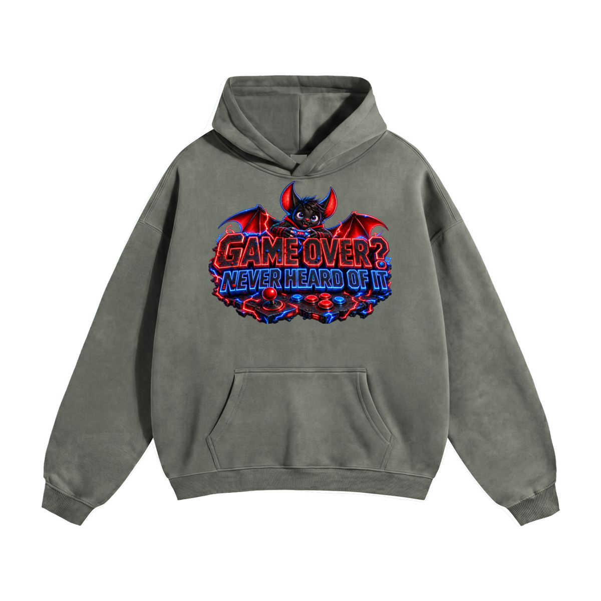 Halloween Bat Gamer Front & Back Graphic Hoodie - Game Over? Never Heard of It - Unisex