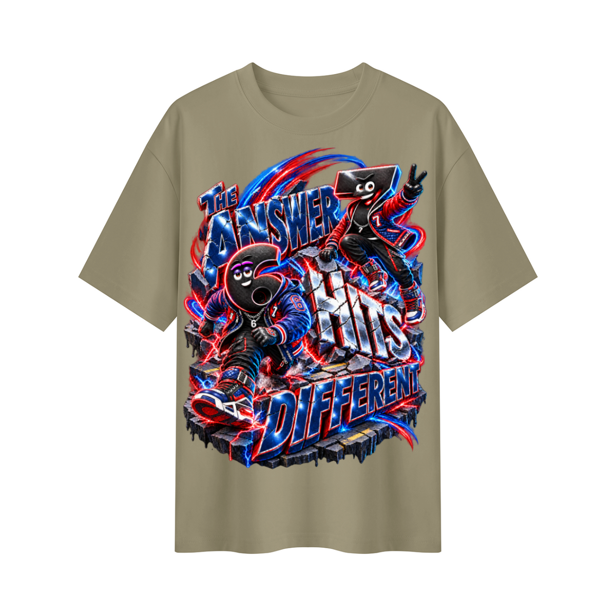 6-7 Street Mode™ The Answer Hits Different Oversized Graphic T-Shirt - Unisex