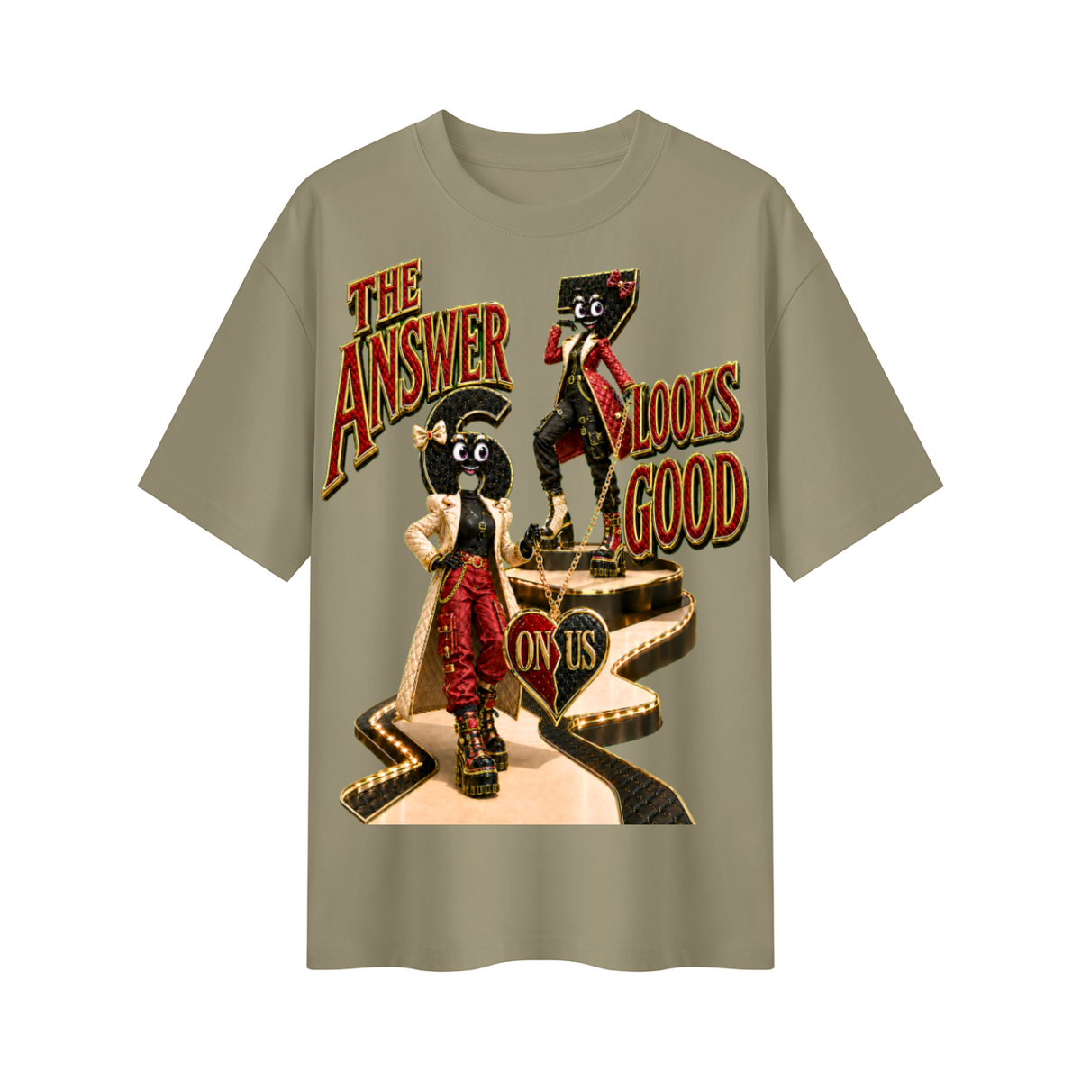 6-7 Street Mode™ The Answer Looks Good on Us Oversized Graphic T-Shirt - Unisex