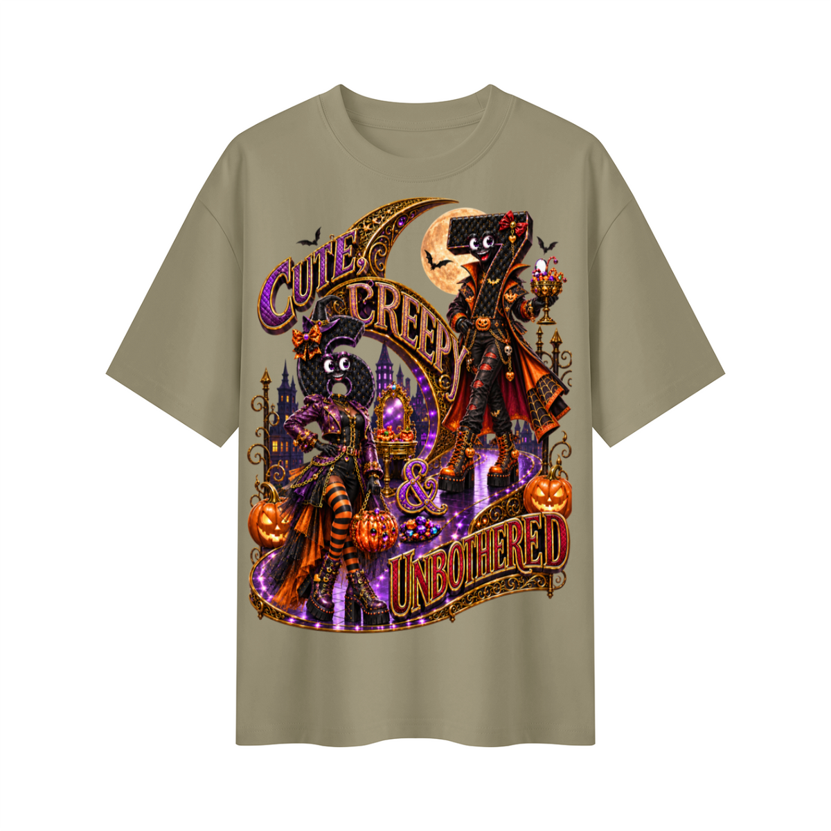 6-7 Street Mode™ Cute, Creepy & Unbothered Halloween Oversized Graphic T-Shirt - Unisex