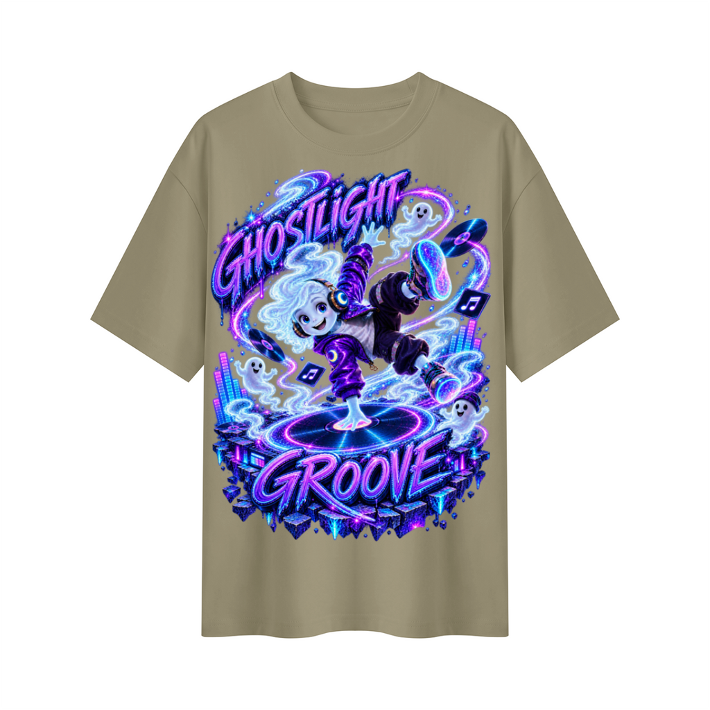 Halloween Ghostlight Groove Ghost DJ Oversized Graphic T-Shirt - Unisex