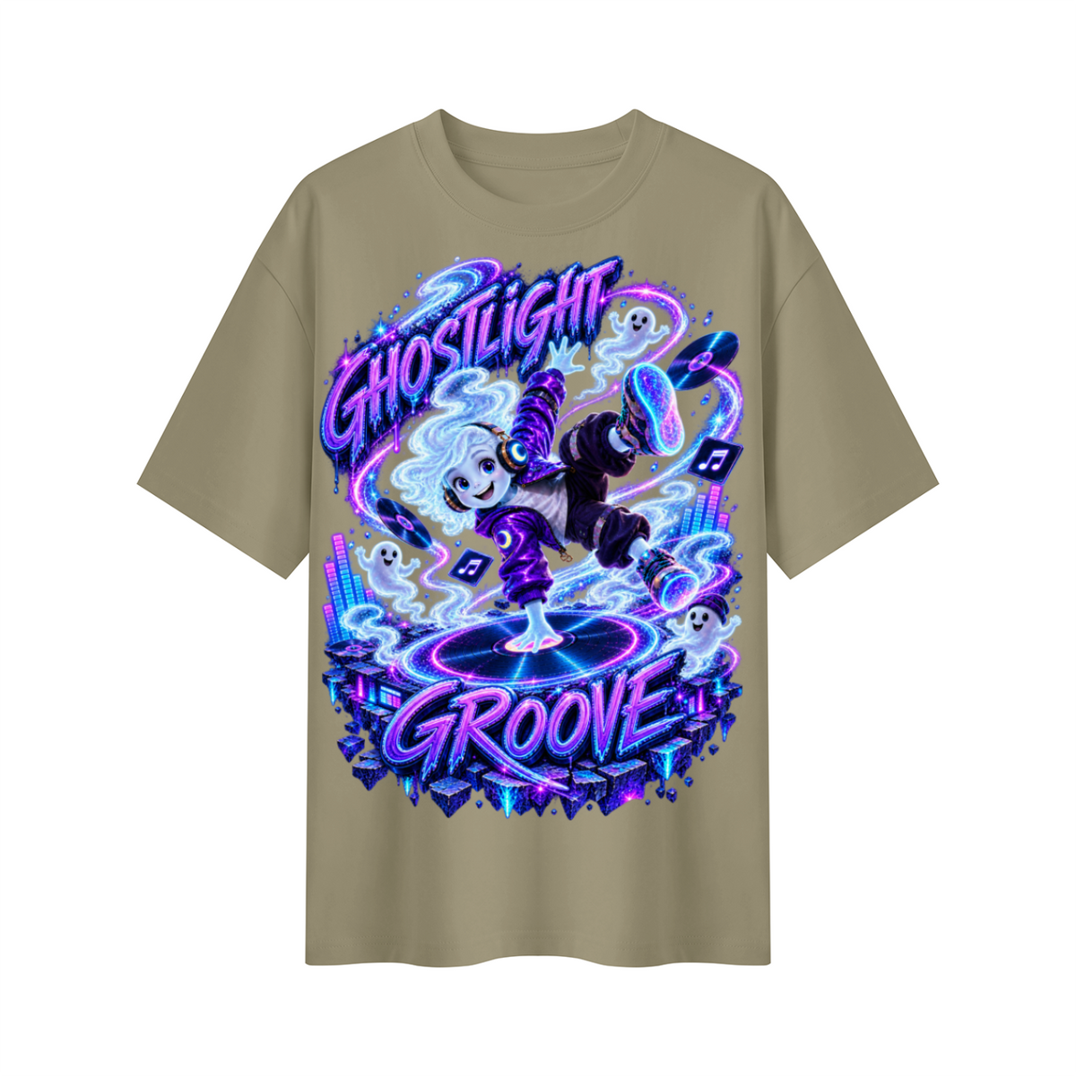 Halloween Ghostlight Groove Ghost DJ Oversized Graphic T-Shirt - Unisex