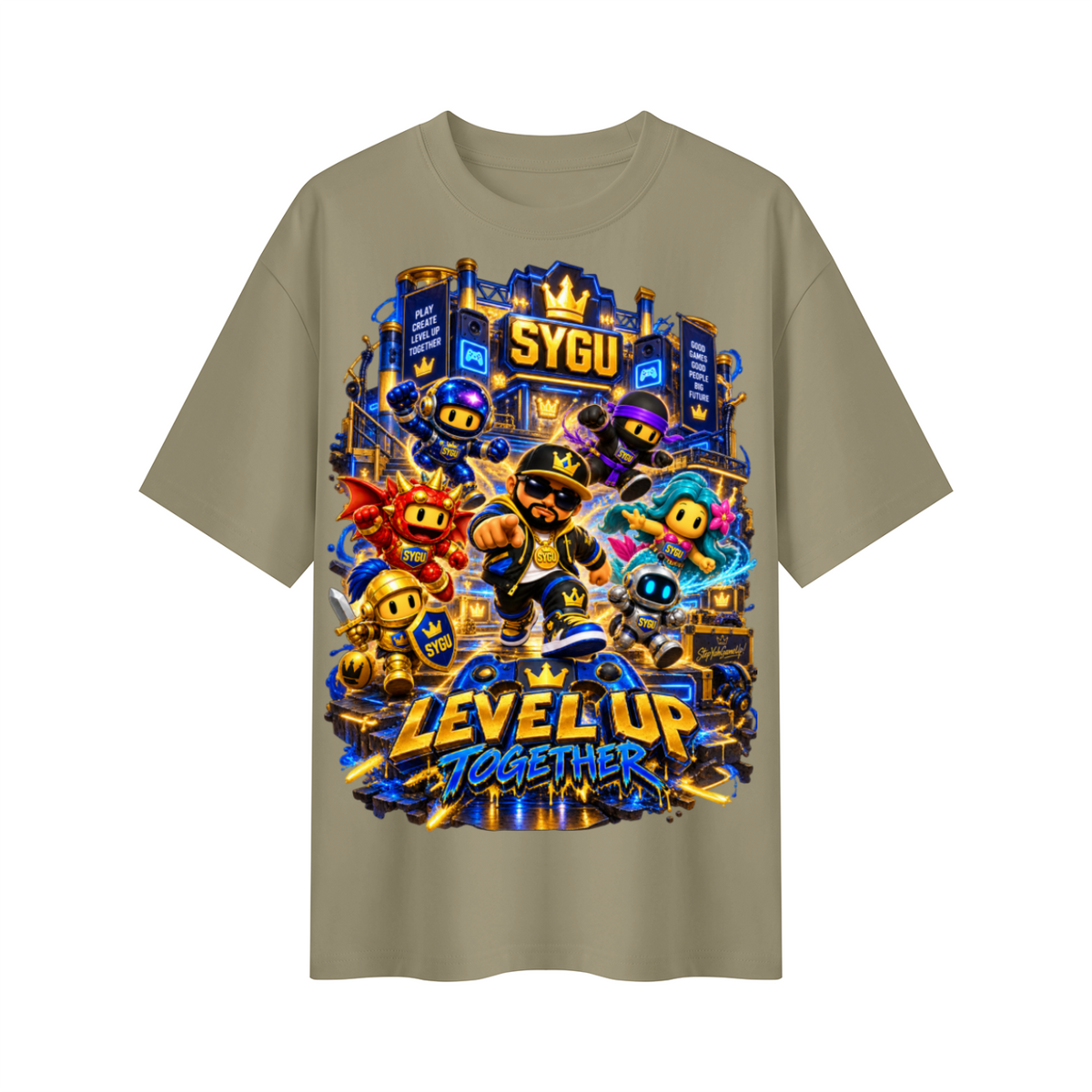 StepYahGameUp™ Level Up Together Oversized Graphic T-Shirt - Unisex