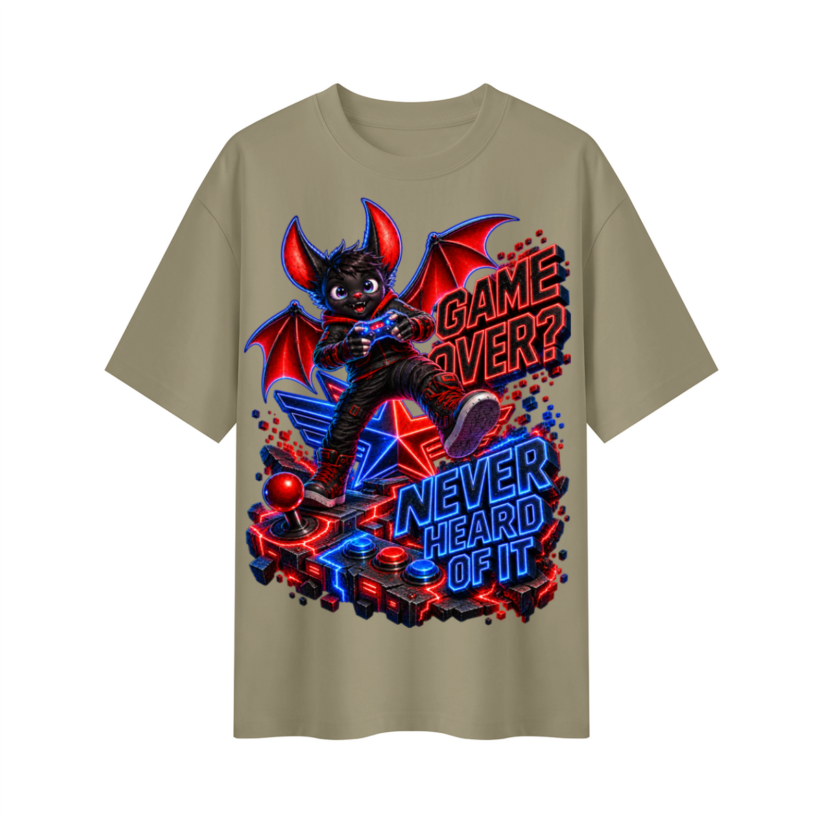 Game Over? Never Heard of It Oversized Gamer Graphic T-Shirt - Unisex