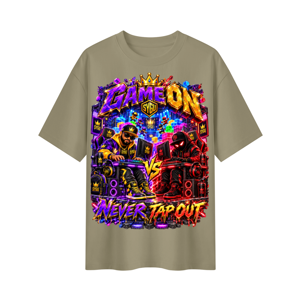 StepYahGameUp™ Game On Never Tap Out Oversized Graphic T-Shirt - Unisex